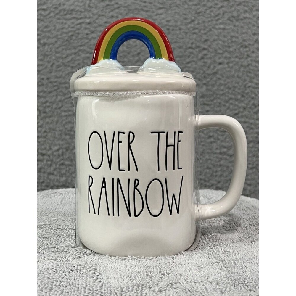 Rae Dunn Over the Rainbow Mug with Rainbow Topper. NEW